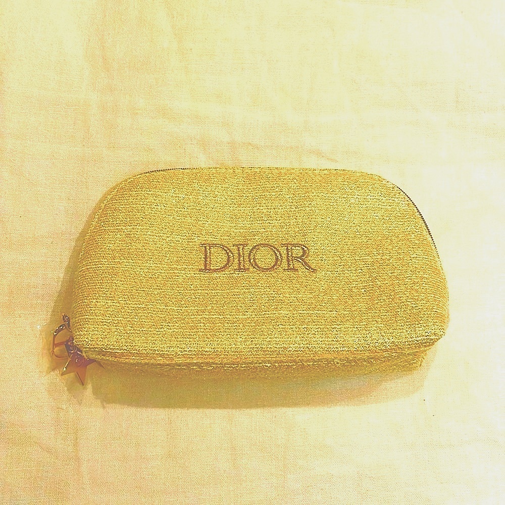 Dior Gold Makeup / Cosmetic Pouch – One Size